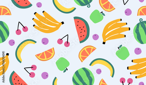 Cute mix fruits pattern background vector design