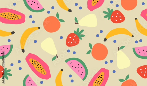 Cute mix fruits pattern background vector design