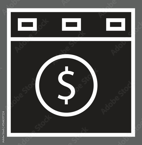Browser with dollar sign icon representing SEO earnings, ads revenue or online business with transparent background
