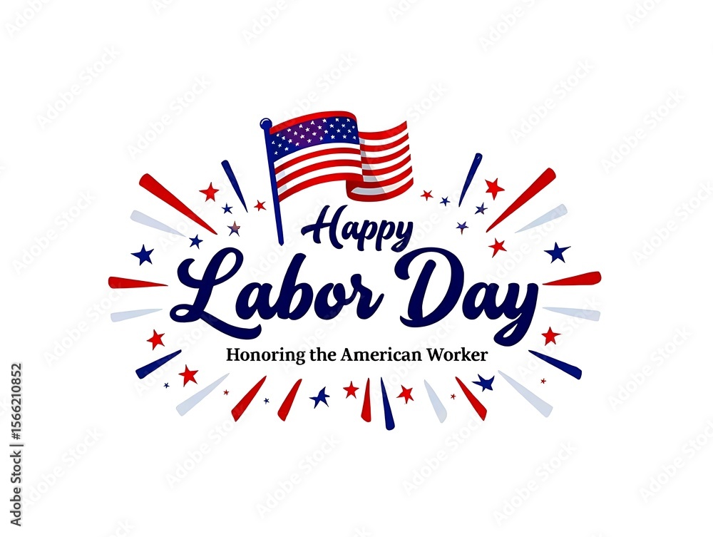 Obraz premium Happy labor day design with an american flag