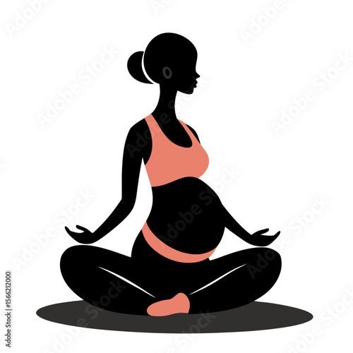 Prenatal Yoga Pose Silhouette – Calm and Empowering Image of Expecting Mother Practicing Pregnancy Fitness
