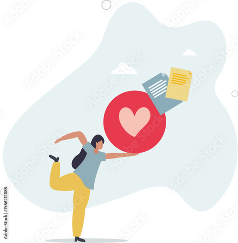 Positive affirmations as love letter from romantic affair. character life .
