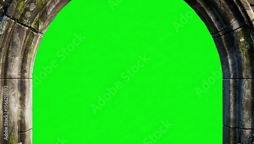 Medieval Wooden Doors Opening with Green Screen Background