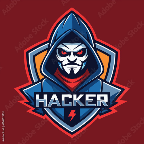 Masked hacker emblem