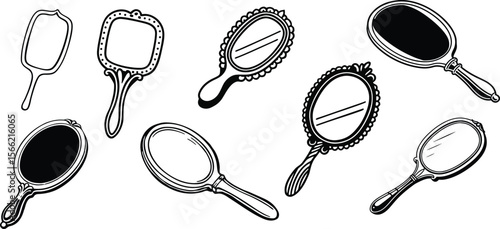 Hand Mirror Clipart Silhouette.