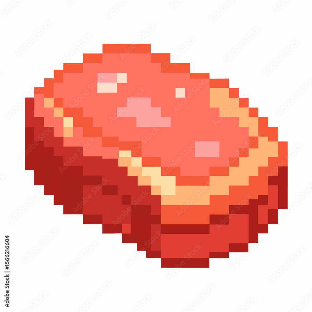 Obraz premium Pixel Art Raw Meat Retro Style Digital Food Illustration