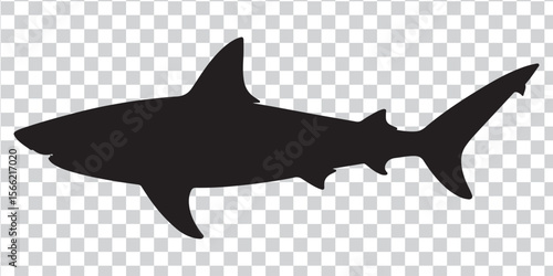Black shark silhouette swimming ocean marine life