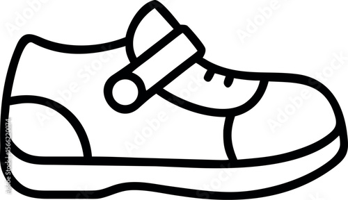 Vector art of a line drawing of a babys mary jane shoe isolated on white background