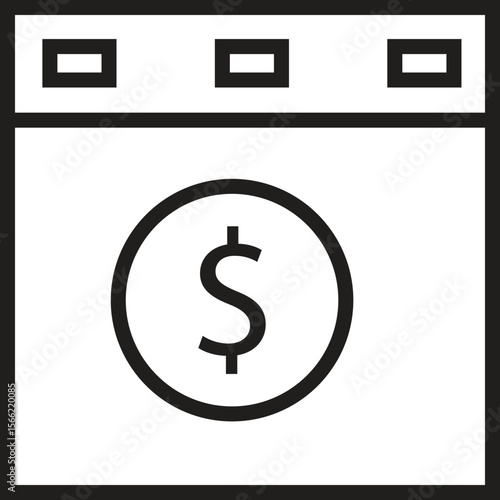 Browser with dollar sign icon representing SEO earnings, ads revenue or online business with transparent background
