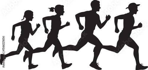 Cute Cartoon Cats Running Various Races Sprint Marathon and More