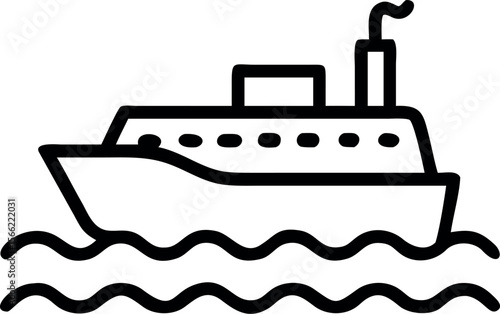 Vector art of a ship sails on the wavy ocean, isolated on white background