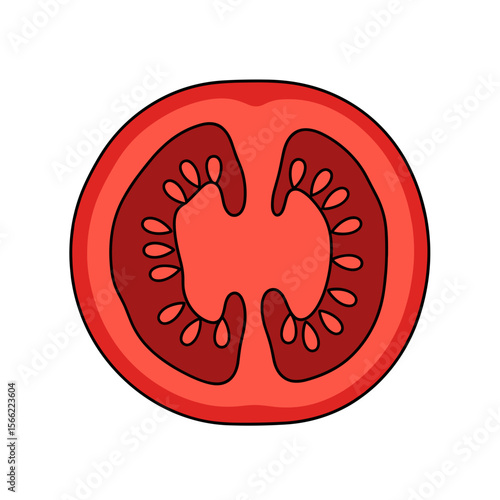 Tomato slice on a transparent background, healthy vegetable concept