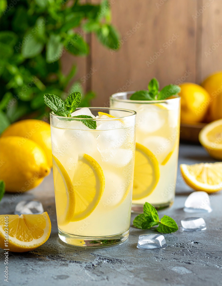 Fototapeta premium Lemonade glass, Generated image