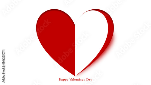 Minimal Paper Cut Heart Vector for Valentine’s Day – Red and White 3D Shadow Design. Fully editable modern infographic vector elements SVG file compatible with PowerPoint.