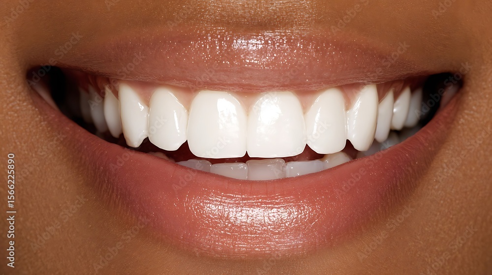 Fototapeta premium Close-up of a radiant smile with perfect white teeth, showcasing dental health and confidence.