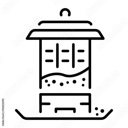 A linear style icon representing bird feeder