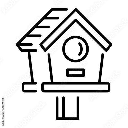 A line style icon showing birdhouse