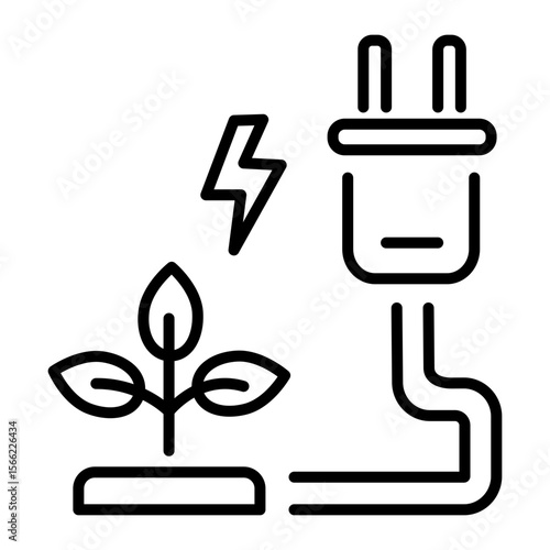 A linear style icon representing biomass energy