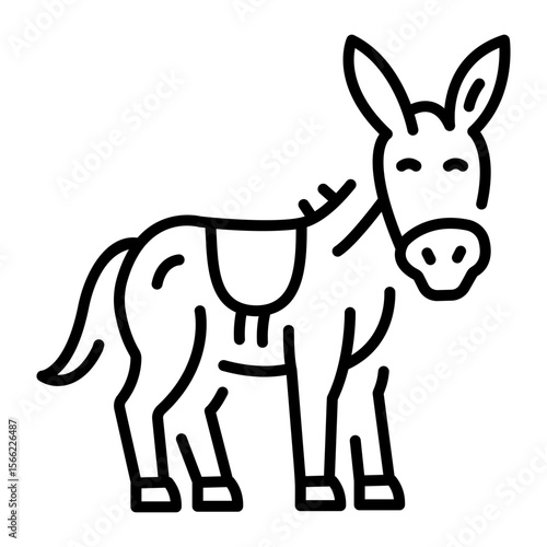 An outline style icon depicting donkey