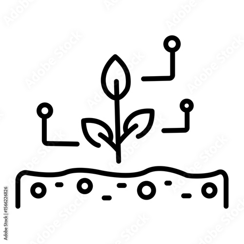 A linear style icon representing smart farming