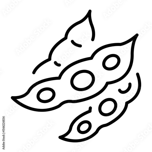 An outline style icon depicting soybeans