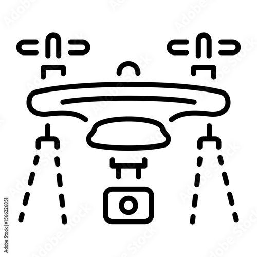 A line style icon showing a spraying drone