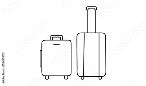 Two modern luggage bags with wheels and handles on a white background