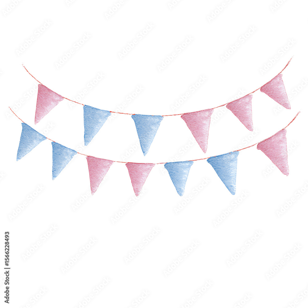 Obraz premium Pastel Pink And Blue Triangle Flags Celebration Decor