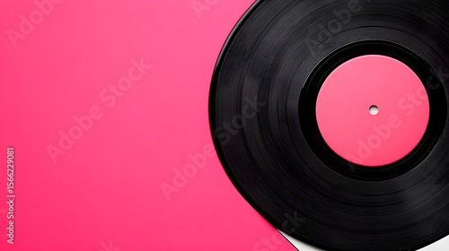 Wallpaper Mural Pink and Black Vinyl Record on Vibrant Background Torontodigital.ca