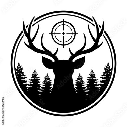 Deer on target mark, sign svg cut file. Isolated vector illustration.