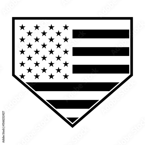 Baseball home plate with American Flag svg cut file. Isolated vector illustration.