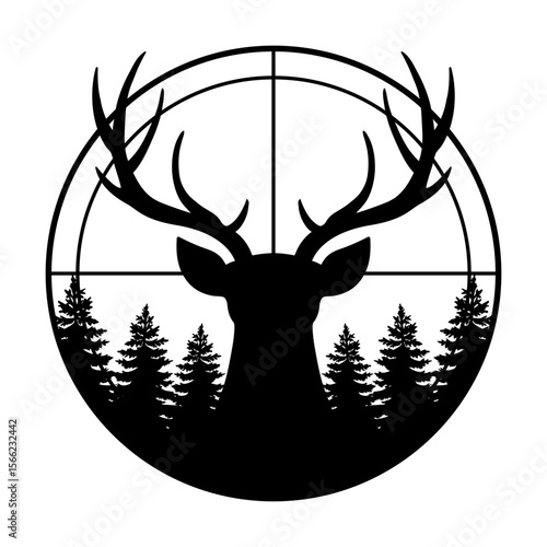 Deer on target mark, sign svg cut file. Isolated vector illustration.