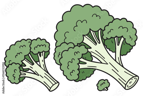 Cute cartoon broccoli character in a simple flat design style