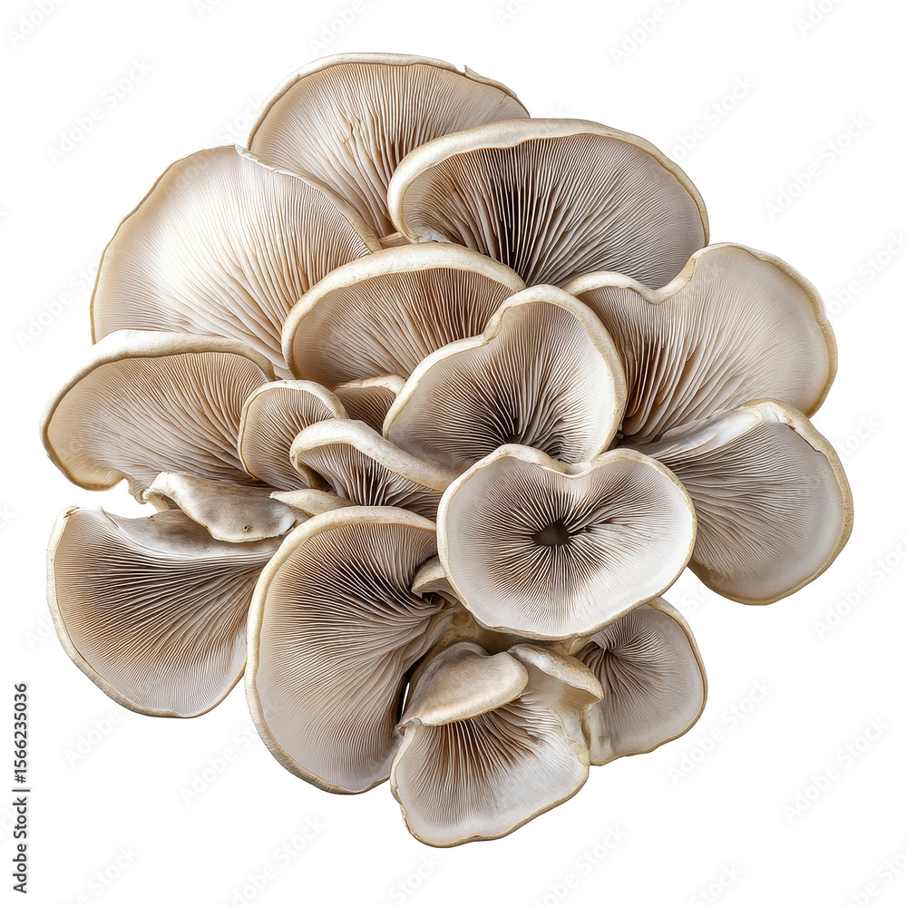 This oyster mushroom displays a lovely arrangement of its delicate, fan like caps and gills, Oyster Mushroom on Transparent background This oyster mushroom displays a lovely arrangement of its delicate, fan like caps and gills, Oyster Mushroom on Transparent background
