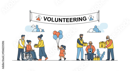 Dedicated individuals offering their time and effort to support community projects and improve lives through acts of kindness and shared purpose