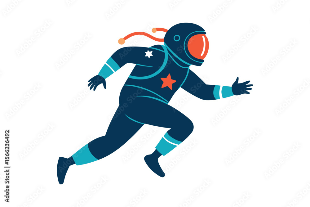 Exploring astronaut silhouette on white background Exploring astronaut silhouette on white background