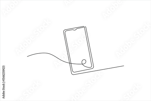 Continuous one line art of smartphone vector illustration premium vector deign
