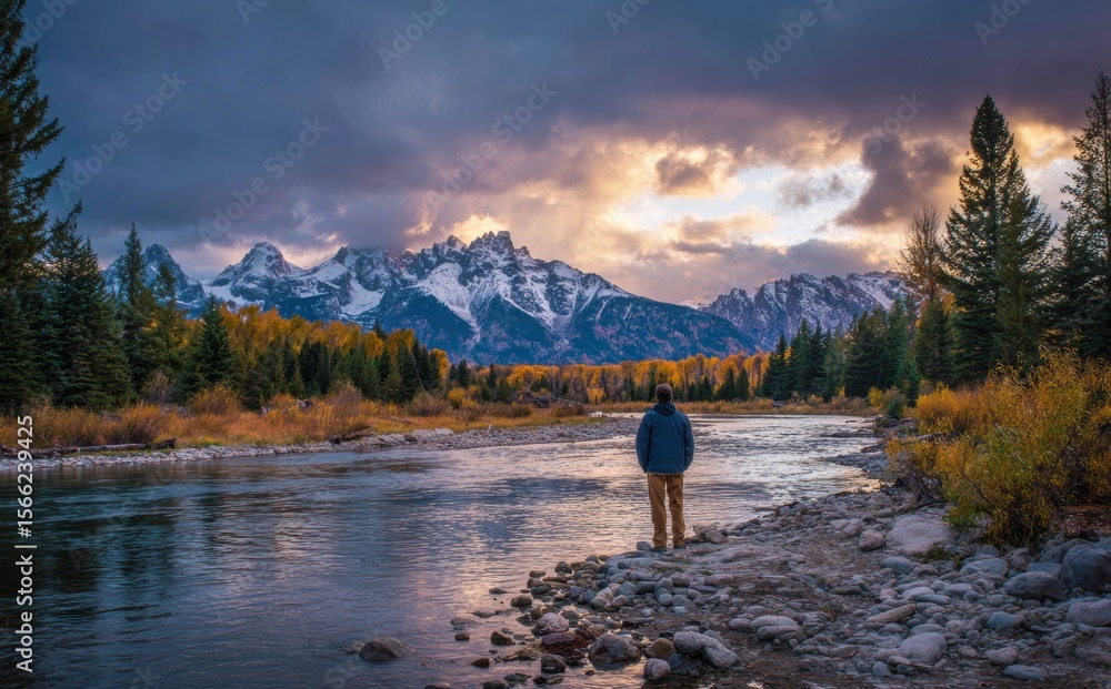 Fototapeta premium man on the mountain