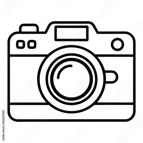 Classic Camera Icon Photography Equipment Line Art Illustration