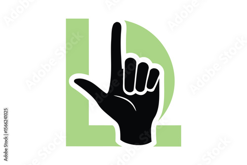 Left hand silhouette showing l gesture in vector graphic