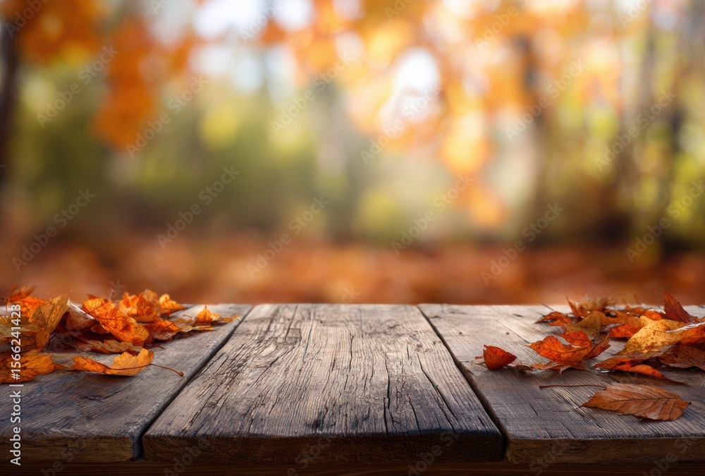 Obraz premium autumn leaves on the wooden table