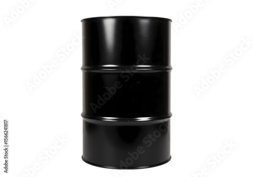Black Metal Drum: Industrial Container, 55 Gallon Barrel, Oil Drum