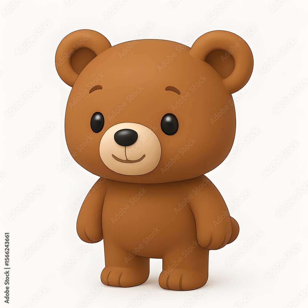 Obraz premium 3D Cartoon Bear on White Background