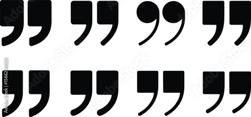 Collection of various black quotation mark styles on a white background