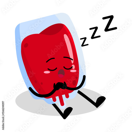 Cute Hand Drawn Red Blood Bag Sleeping