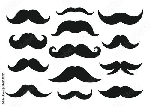Collection of Mustache Styles  A Diverse Range of Black and White Mustache Designs for Your Projects