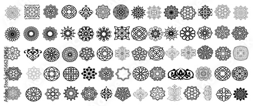 Mandala Swirl Pattern Icon Bundle, Ornamental Circular Vector Designs, Decorative Floral Symbols, Adobe Illustrator EPS Files for Instant Download