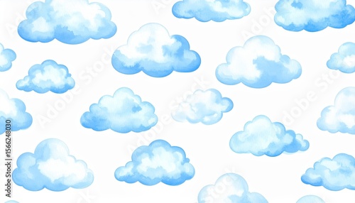 Seamless watercolor clouds pattern, a dreamy texture for ethereal backgrounds and skyinspired designs