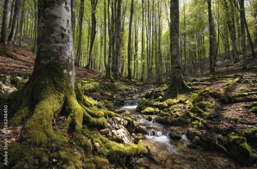 Naklejka premium stream in the forest