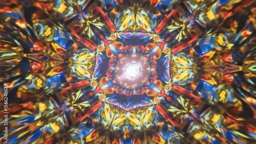 Wallpaper Mural Kaleidoscope Abstract: Dynamic Geometric Shapes and Colorful Patterns Torontodigital.ca